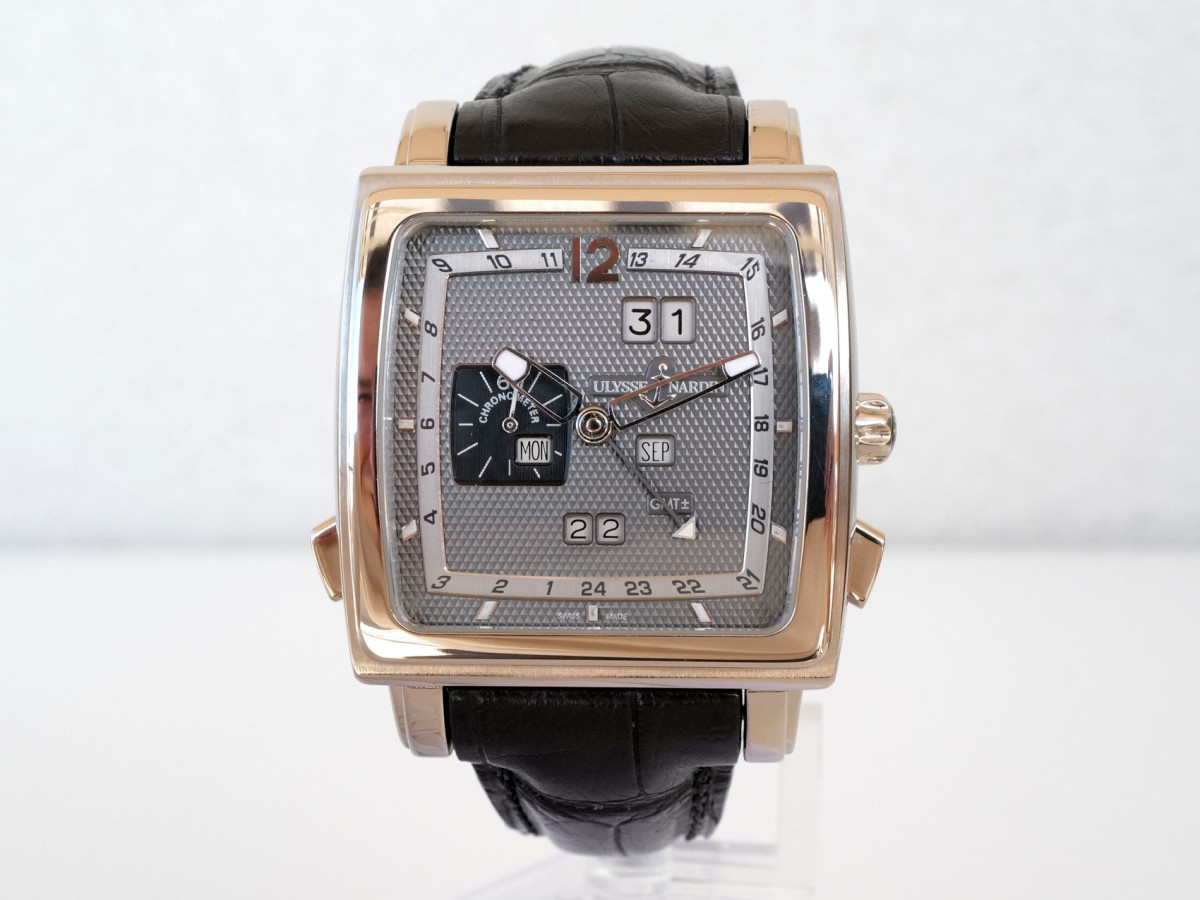 Швейцарський годинник Ulysse Nardin Classic Quadrato Dual Time GMT Perpetual Calendar 18K White Gold