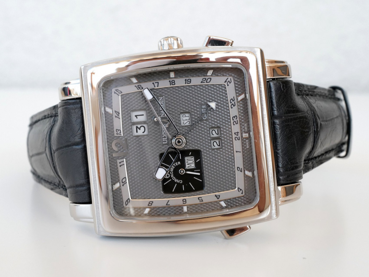 Швейцарський годинник Ulysse Nardin Classic Quadrato Dual Time GMT Perpetual Calendar 18K White Gold