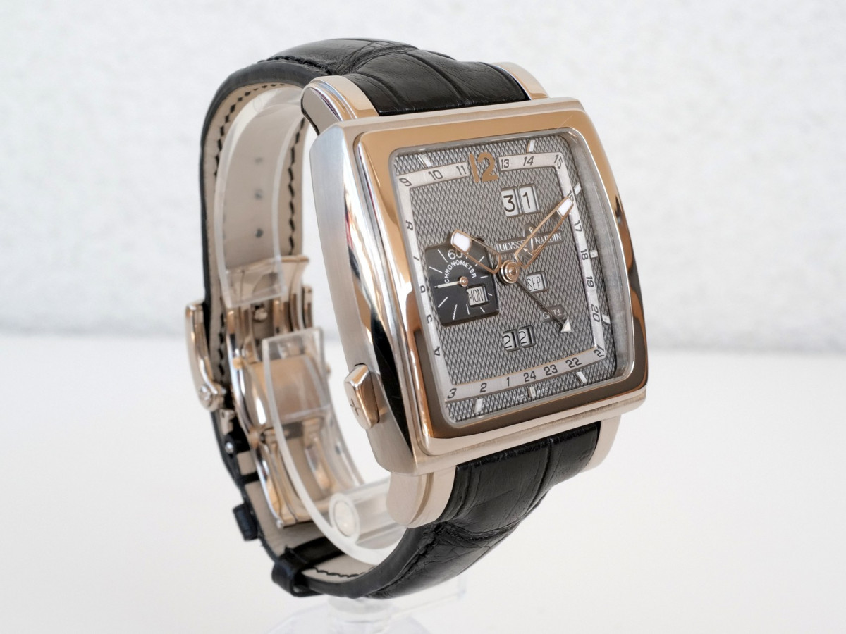 Швейцарський годинник Ulysse Nardin Classic Quadrato Dual Time GMT Perpetual Calendar 18K White Gold