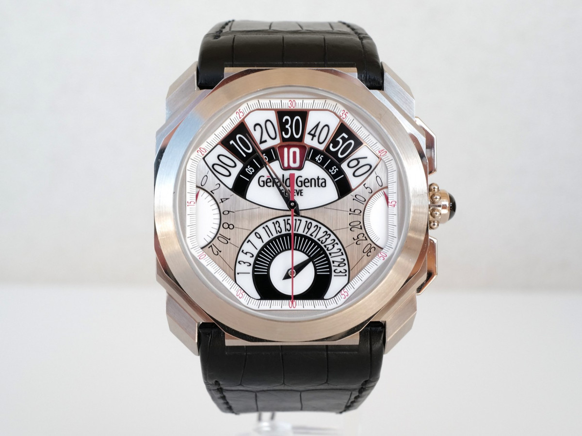 Швейцарський годинник Gerald Genta Octo Quatro Retro Chronograph Jumping Hour 18K White Gold