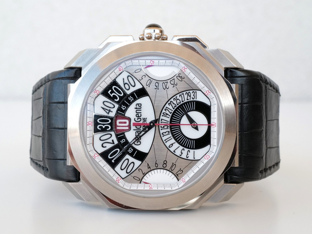Швейцарський годинник Gerald Genta Octo Quatro Retro Chronograph Jumping Hour 18K White Gold