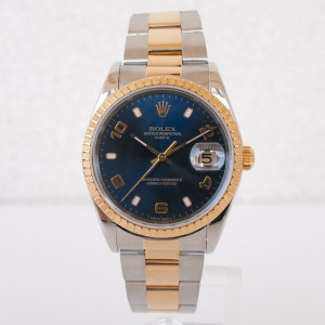 Швейцарський годинник Rolex Oyster Perpetual Date 34 Steel Gold Blue Dial