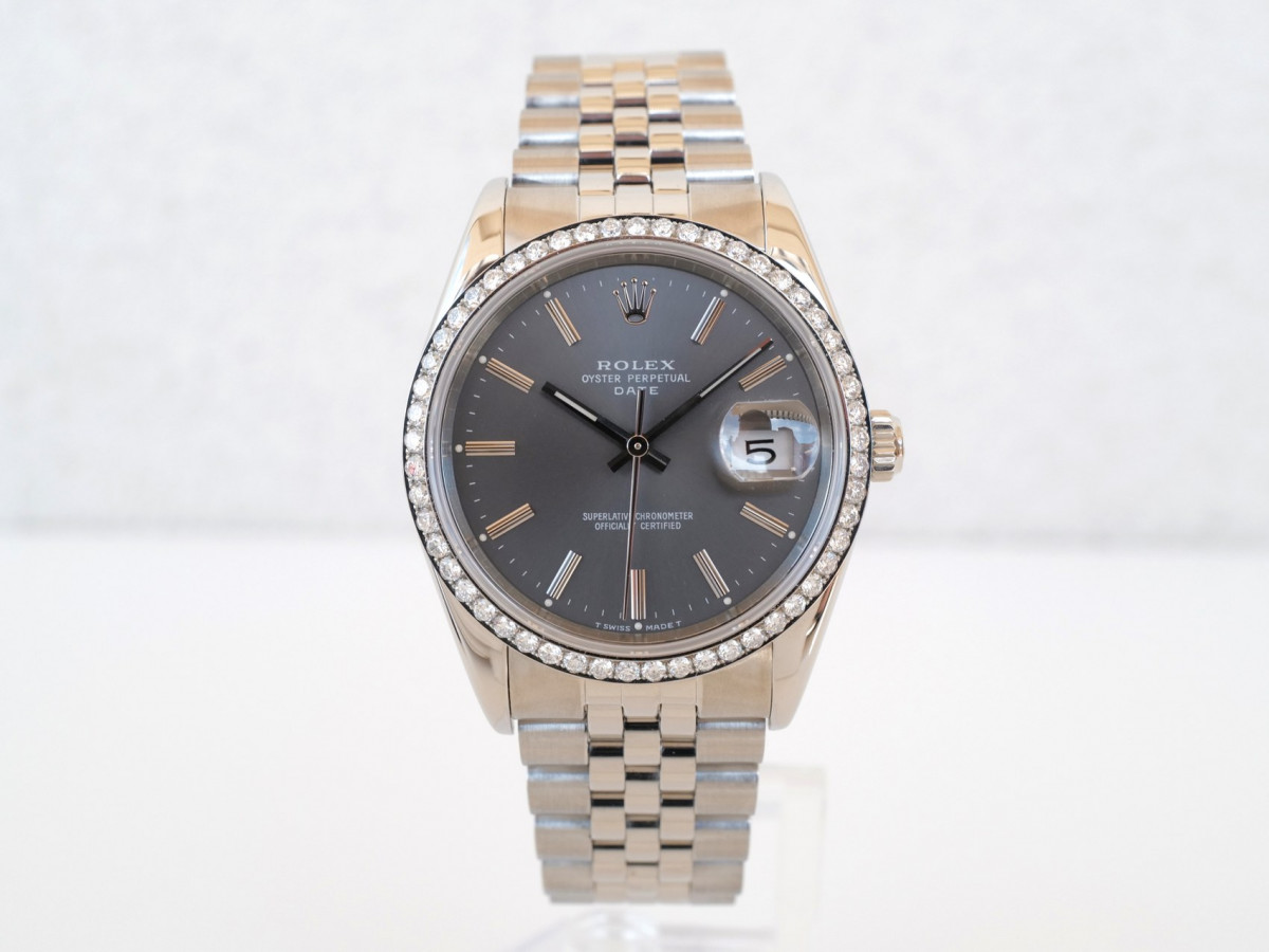 Swiss watch Rolex Oyster Perpetual Date Diamond Bezel Jubilee Grey Dial