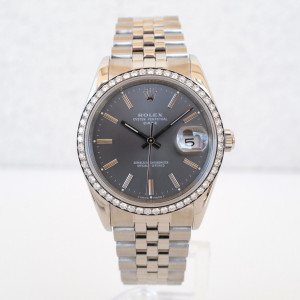 Швейцарський годинник Rolex Oyster Perpetual Date Diamond Bezel Jubilee Grey Dial