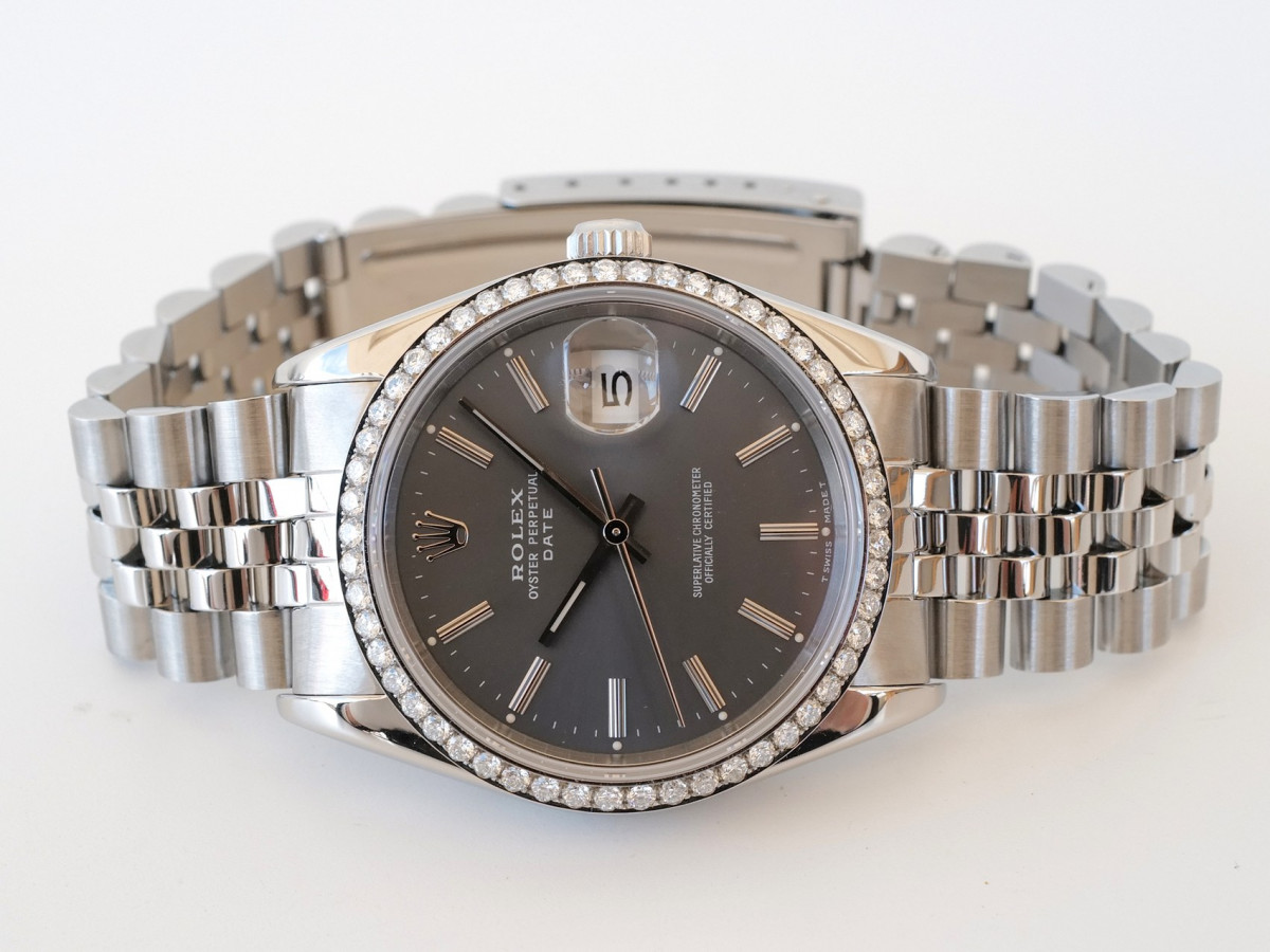 Swiss watch Rolex Oyster Perpetual Date Diamond Bezel Jubilee Grey Dial