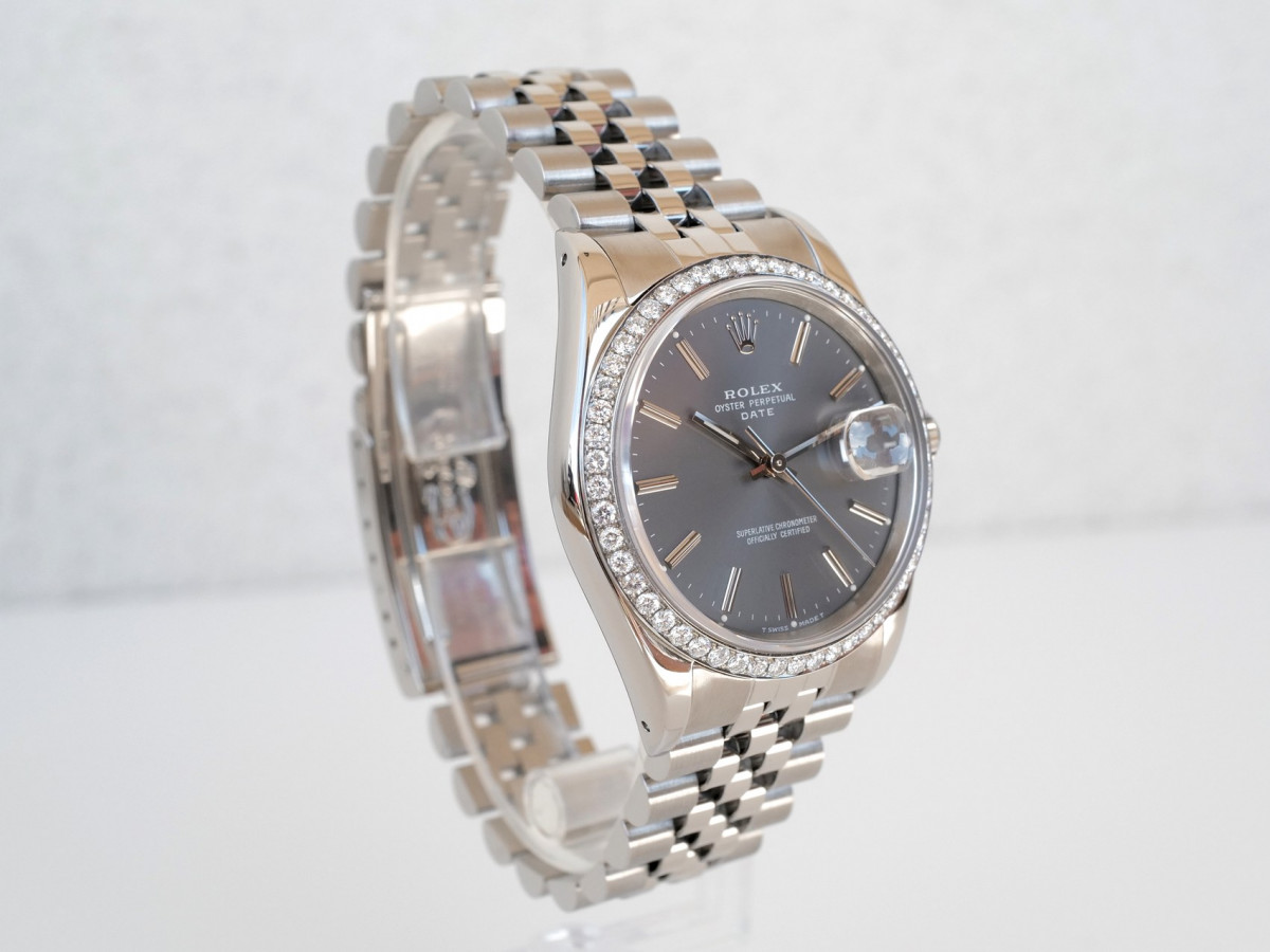 Swiss watch Rolex Oyster Perpetual Date Diamond Bezel Jubilee Grey Dial