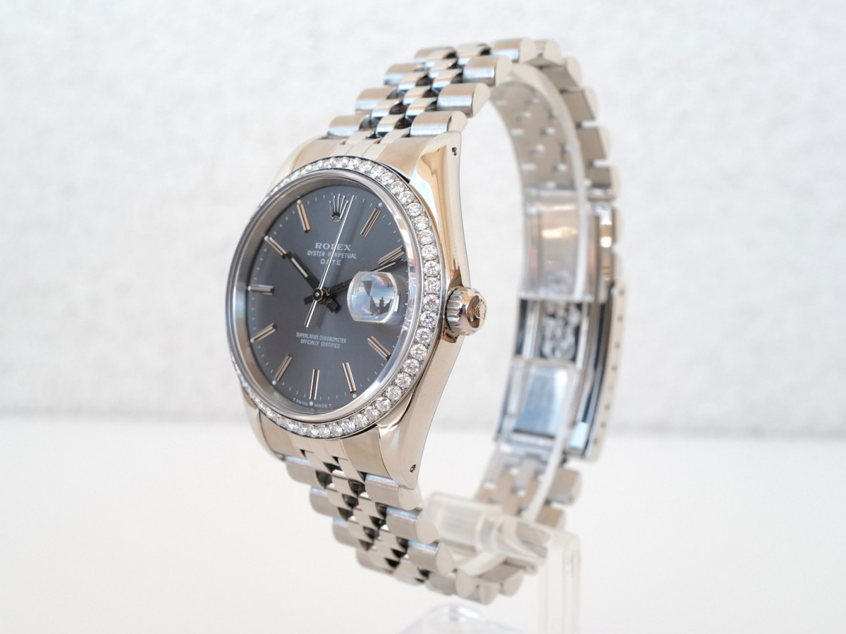 Swiss watch Rolex Oyster Perpetual Date Diamond Bezel Jubilee Grey Dial