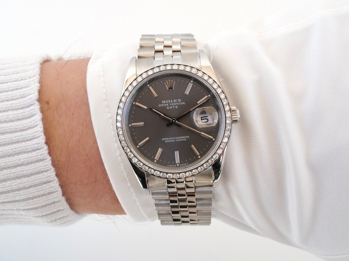 Swiss watch Rolex Oyster Perpetual Date Diamond Bezel Jubilee Grey Dial