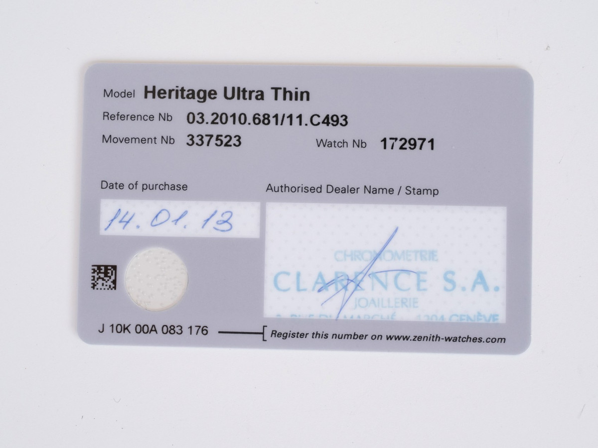 Швейцарський годинник Zenith Elite Ultra Thin White Dial 40