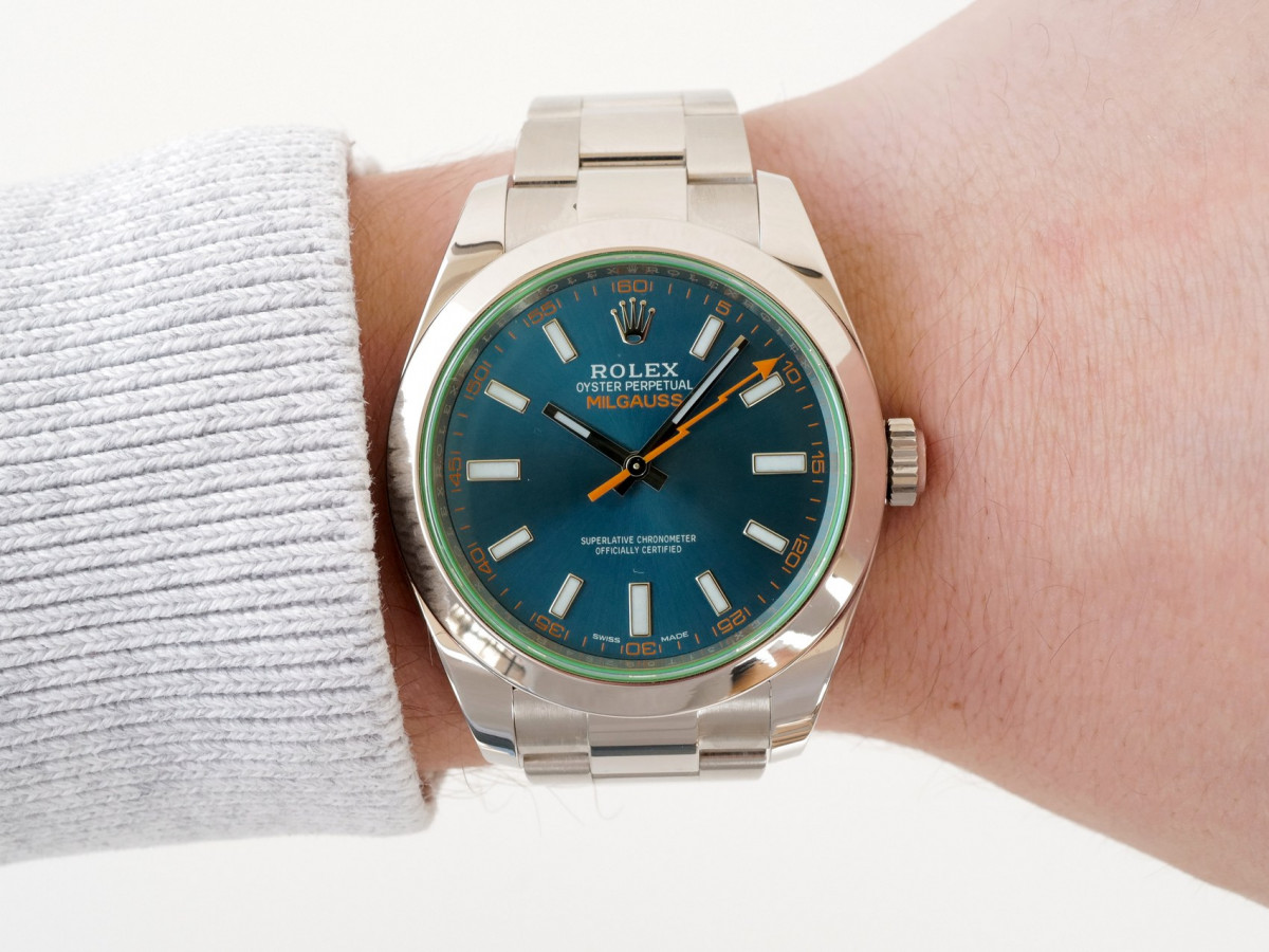 Швейцарские часы Rolex Milgauss Discontinued Blue Dial