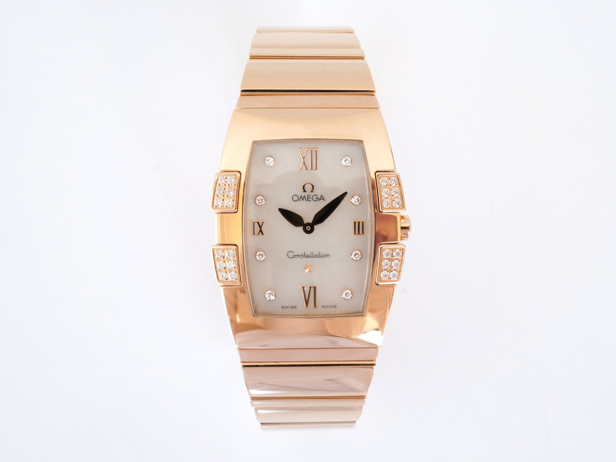 Швейцарские часы Omega Constellation Quadrella Quartz 18K Rose Gold MOP Dial