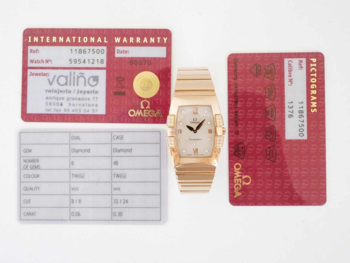 Швейцарские часы Omega Constellation Quadrella Quartz 18K Rose Gold MOP Dial