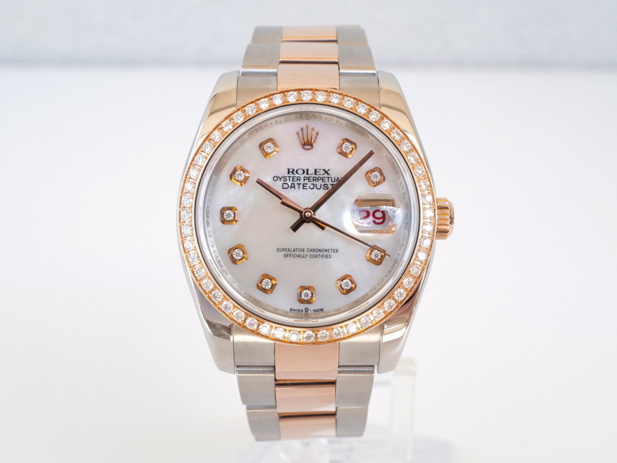 Швейцарський годинник Rolex Datejust 36mm Oyster Steel and Everose Gold Diamonds MOP