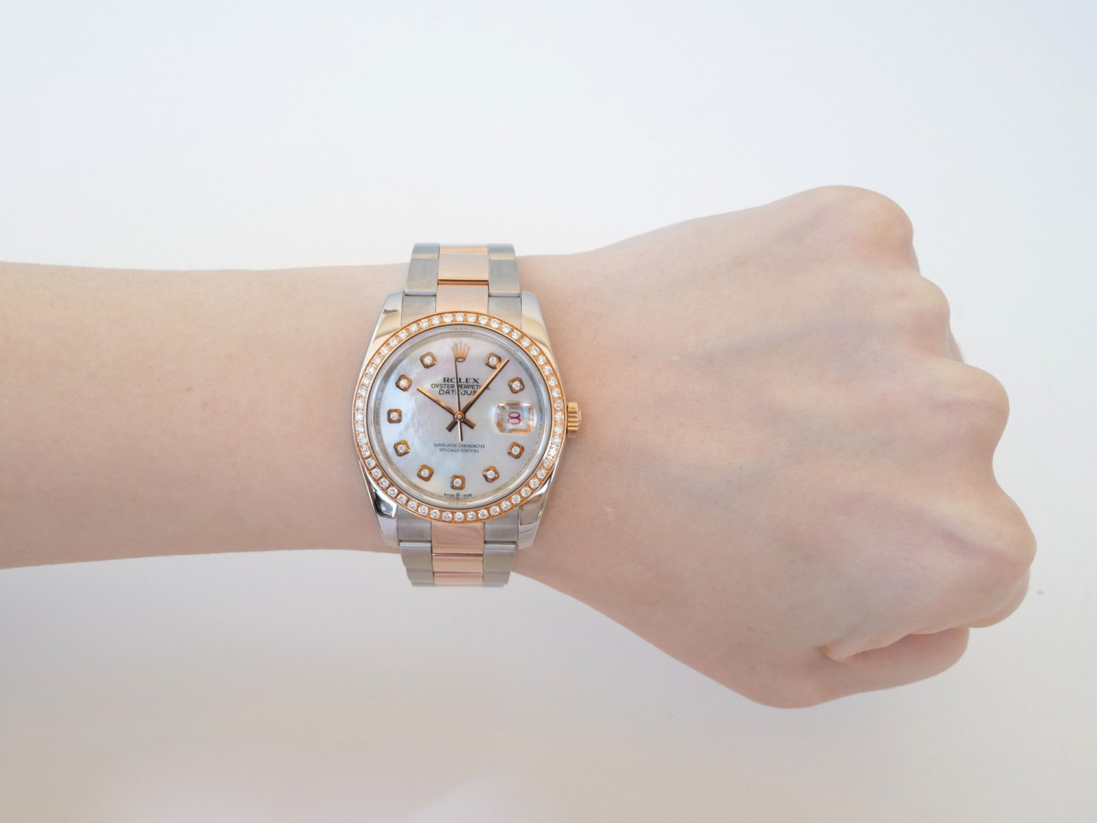 Швейцарський годинник Rolex Datejust 36mm Oyster Steel and Everose Gold Diamonds MOP