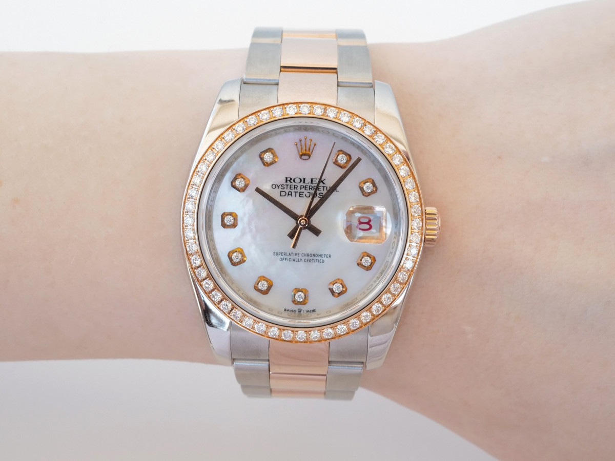 Швейцарський годинник Rolex Datejust 36mm Oyster Steel and Everose Gold Diamonds MOP