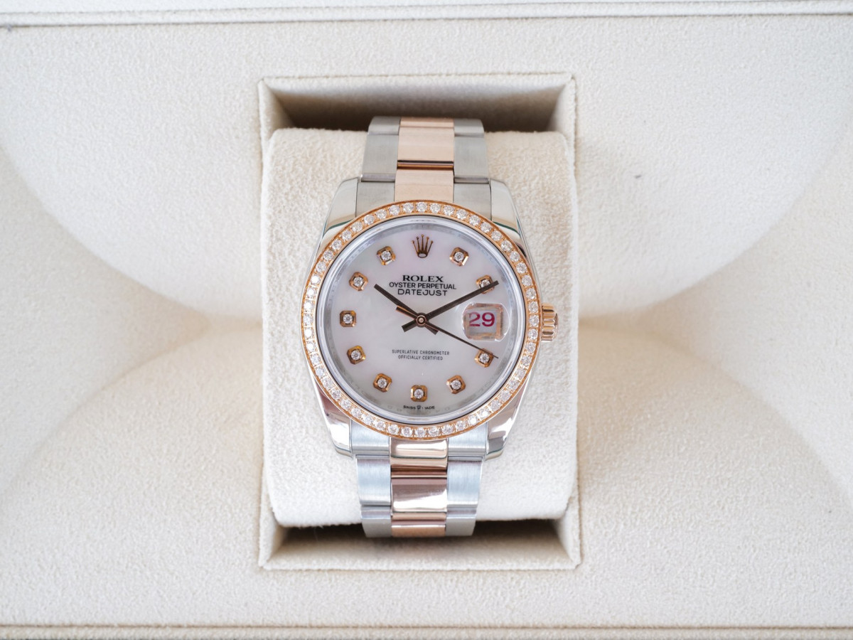 Швейцарський годинник Rolex Datejust 36mm Oyster Steel and Everose Gold Diamonds MOP