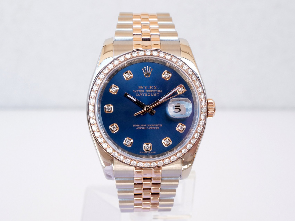Швейцарський годинник Rolex Datejust 36mm Oyster Steel and Everose Gold Blue Diamond Dial