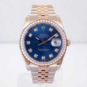 Швейцарський годинник Rolex Datejust 36mm Oyster Steel and Everose Gold Blue Diamond Dial