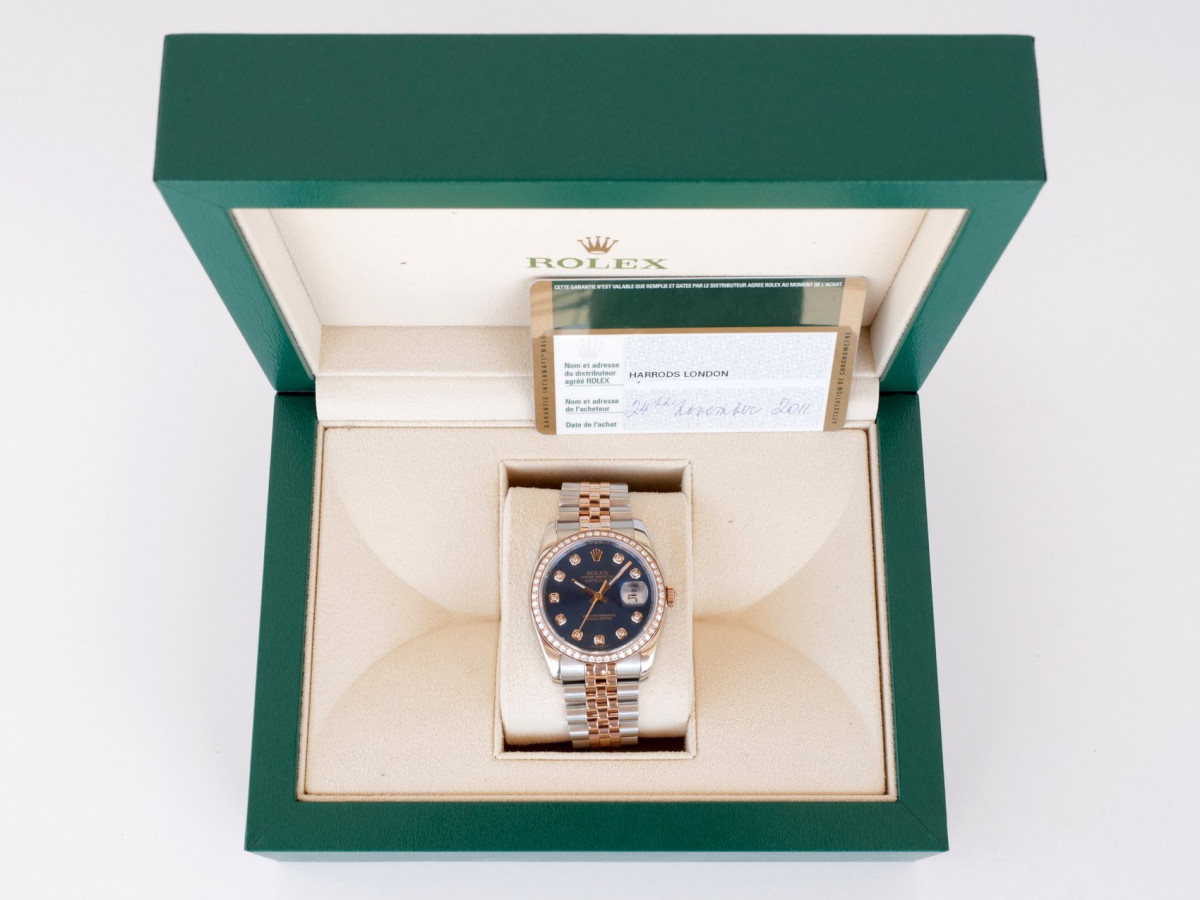 Швейцарський годинник Rolex Datejust 36mm Oyster Steel and Everose Gold Blue Diamond Dial