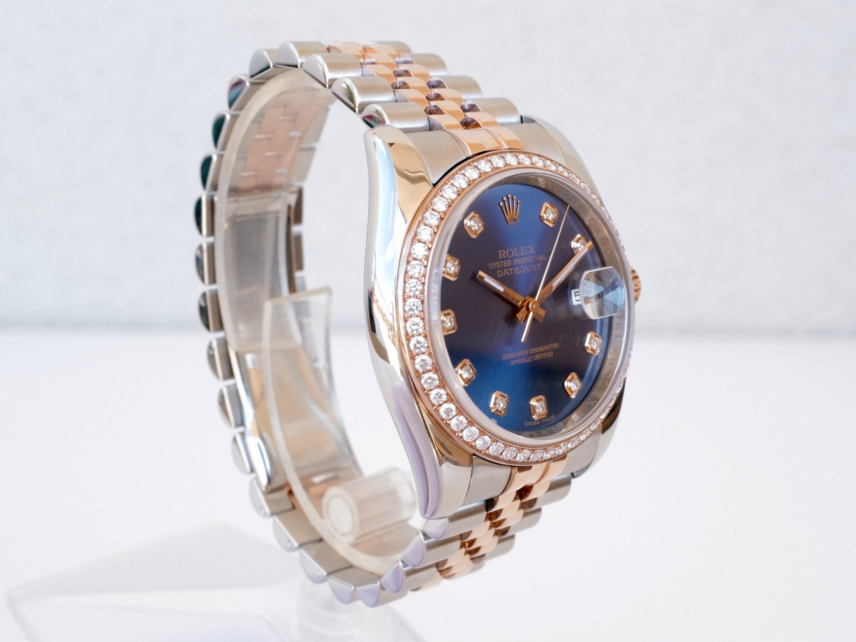 Швейцарський годинник Rolex Datejust 36mm Oyster Steel and Everose Gold Blue Diamond Dial