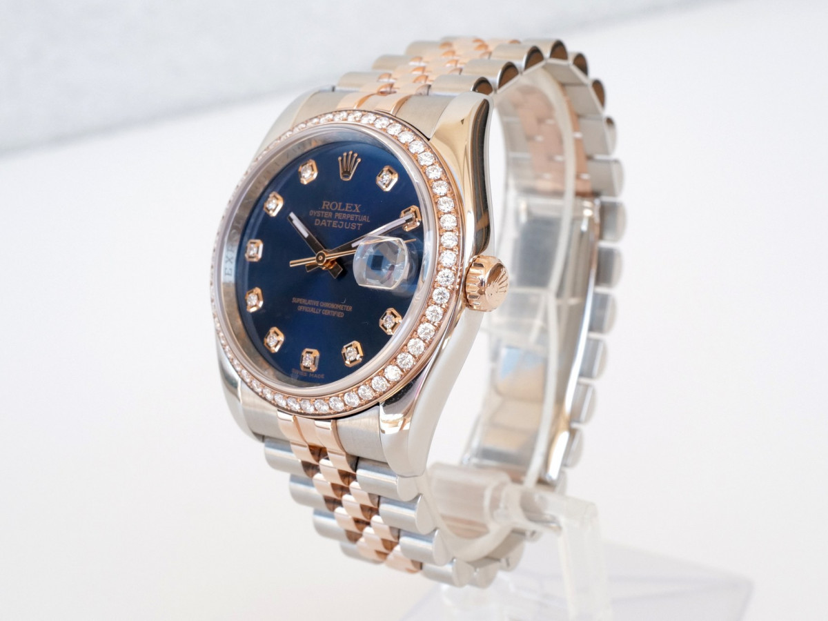 Швейцарський годинник Rolex Datejust 36mm Oyster Steel and Everose Gold Blue Diamond Dial