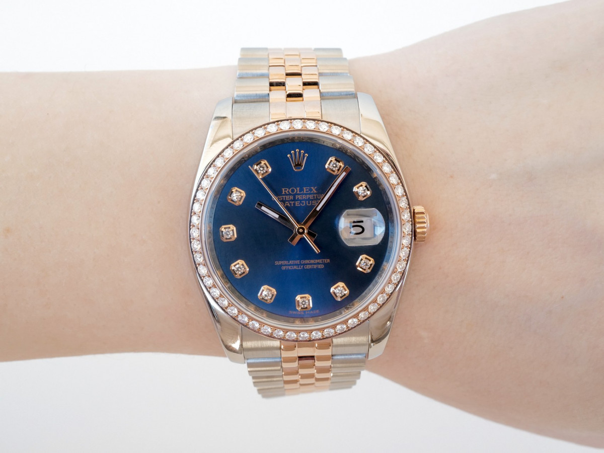 Швейцарський годинник Rolex Datejust 36mm Oyster Steel and Everose Gold Blue Diamond Dial