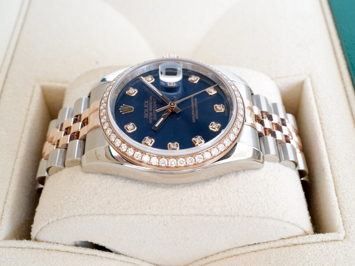 Швейцарський годинник Rolex Datejust 36mm Oyster Steel and Everose Gold Blue Diamond Dial