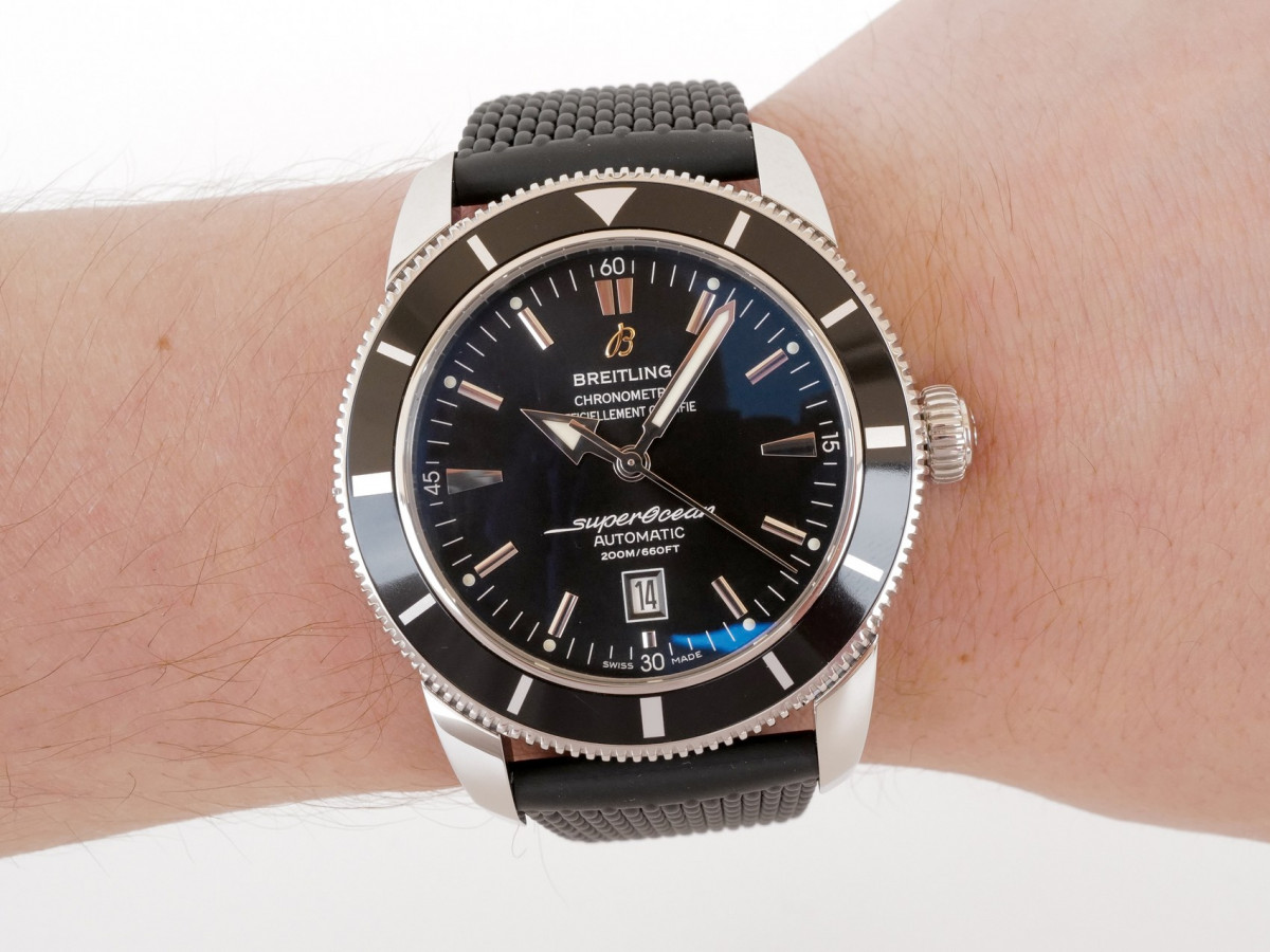Швейцарський годинник Breitling Superocean Heritage 46 Black Dial Black Rubber Strap