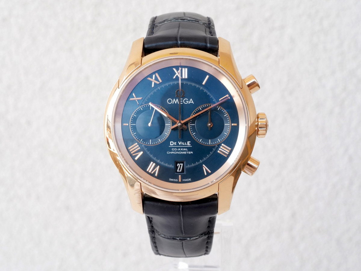 Швейцарские часы Omega De Ville Hour Vision Co-Axial 18K Rose Gold Blue Dial Chronograph