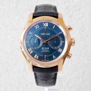 Швейцарские часы Omega De Ville Hour Vision Co-Axial 18K Rose Gold Blue Dial Chronograph