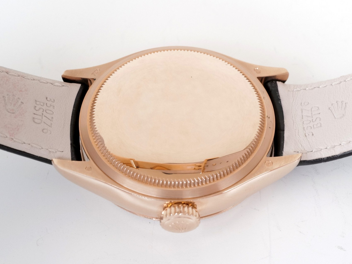 Швейцарские часы Rolex Cellini Moonphase 18K Rose Gold White Dial Black Strap Discontinued