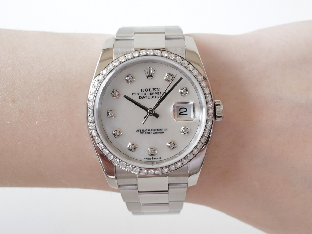 Швейцарские часы Rolex Datejust 36mm Oyster MOP Diamond Dial Bezel