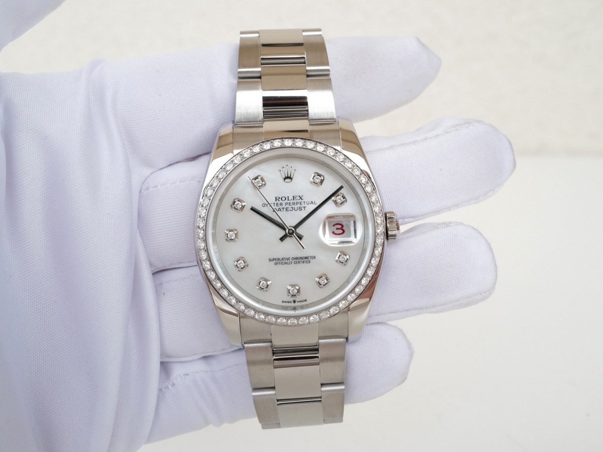 Швейцарские часы Rolex Datejust 36mm Oyster MOP Diamond Dial Bezel
