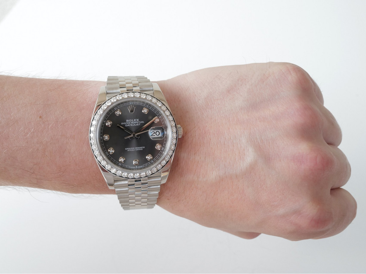 Швейцарские часы Rolex Datejust 41 Rhodium Diamond Dial Diamond Bezel Jubilee Bracelet