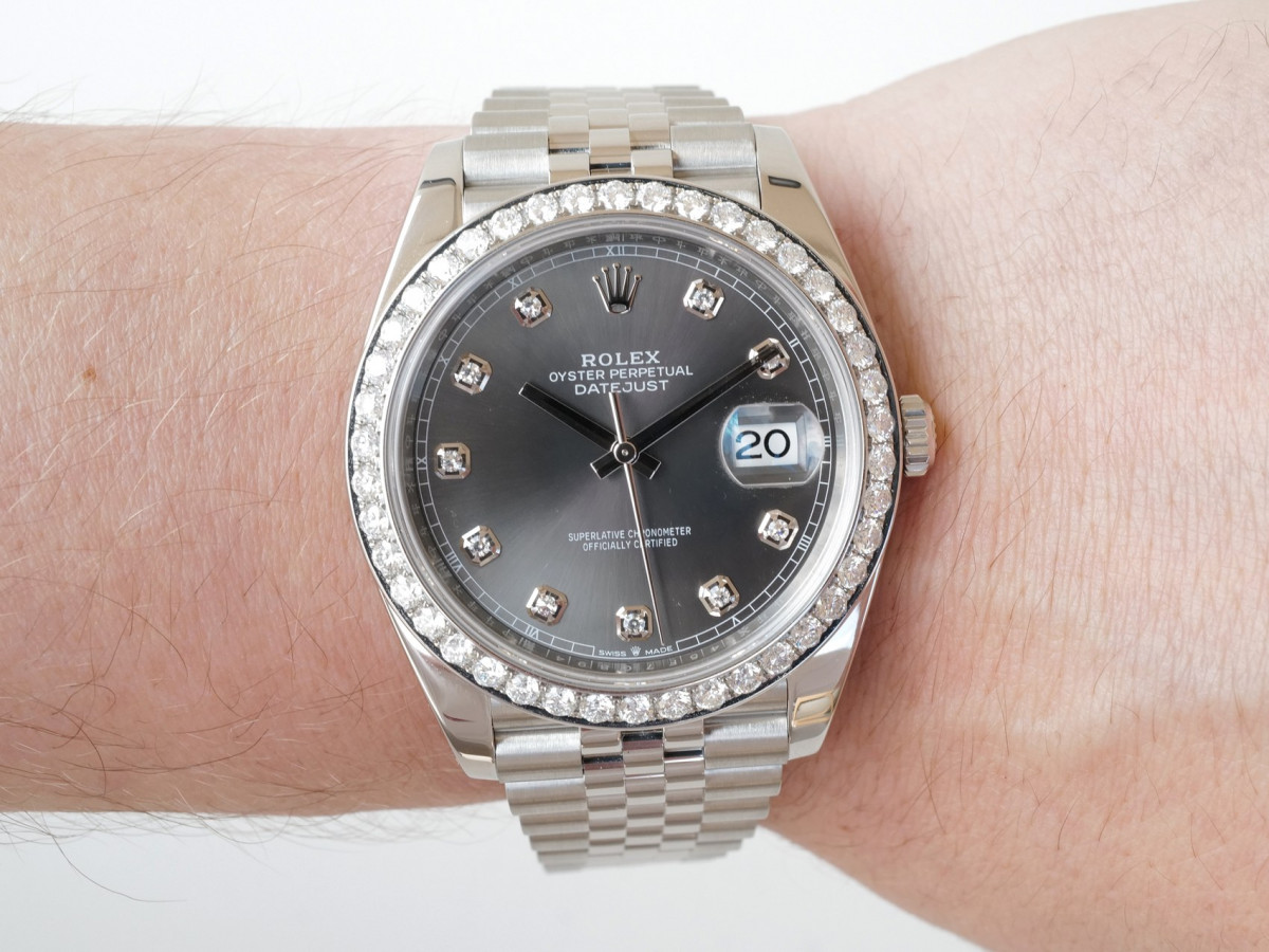 Швейцарские часы Rolex Datejust 41 Rhodium Diamond Dial Diamond Bezel Jubilee Bracelet