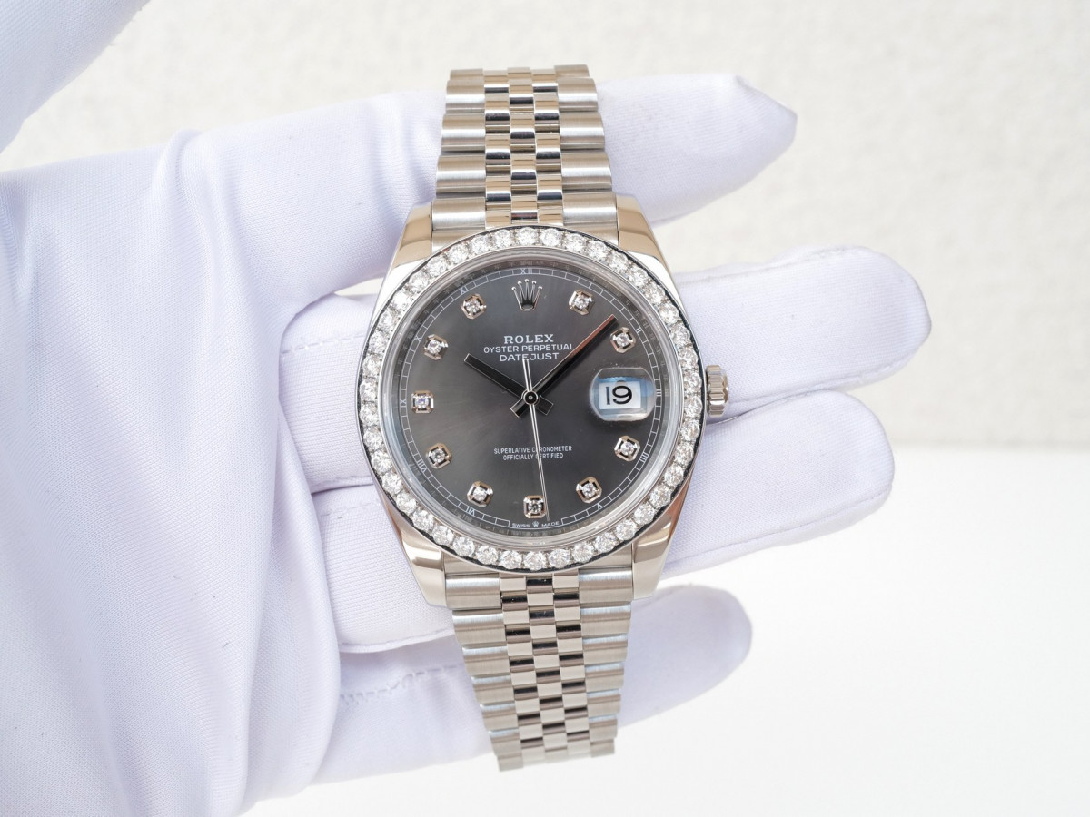 Швейцарские часы Rolex Datejust 41 Rhodium Diamond Dial Diamond Bezel Jubilee Bracelet