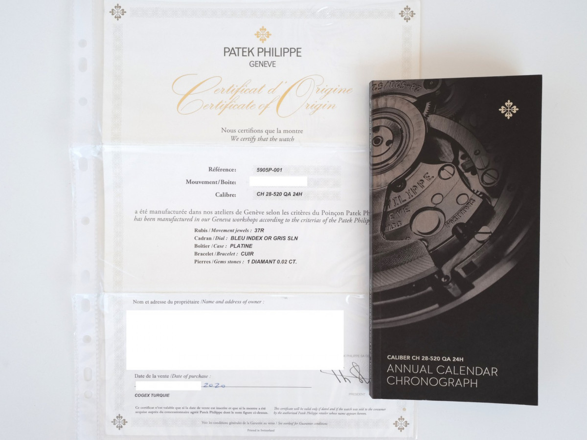 Швейцарський годинник Patek Philippe Complications Annual Calendar Flyback Chronograph Platinum 950 Blue Dial