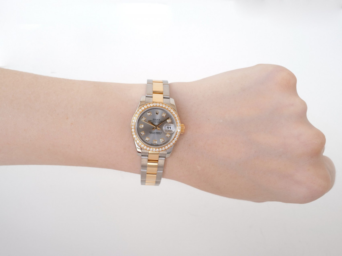 Швейцарские часы Rolex Lady-Datejust 26mm Oyster Steel and Yellow Gold Factory Diamond Dial Bezel