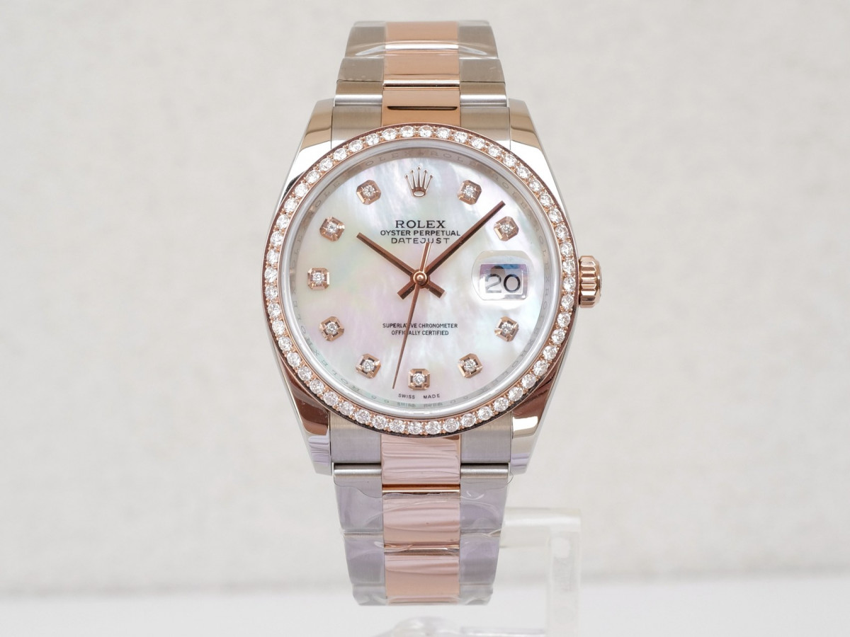 Швейцарские часы Rolex Datejust 36mm Oyster Steel 18K Rose Gold MOP Diamond Dial Bezel