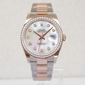 Швейцарський годинник Rolex Datejust 36mm Oyster Steel 18K Rose Gold MOP Diamond Dial Bezel