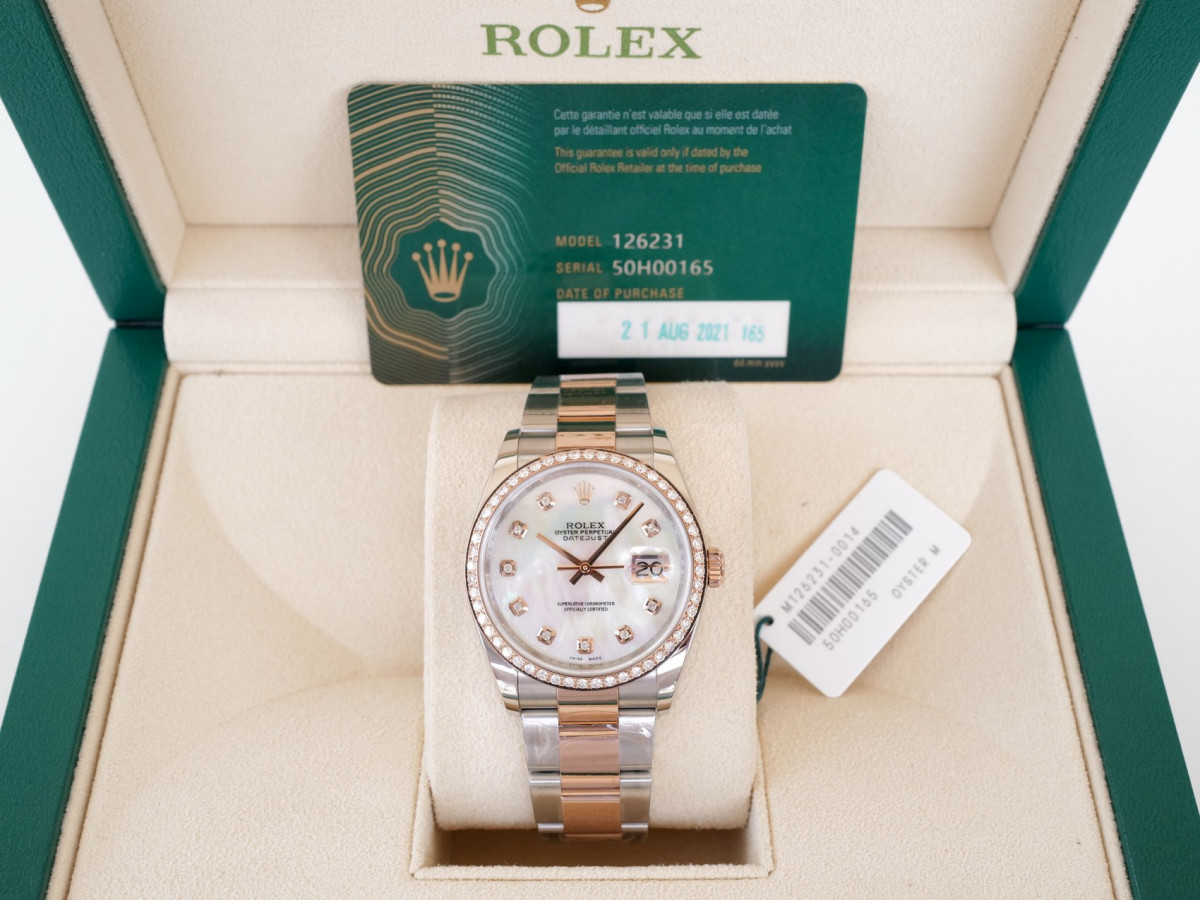 Швейцарские часы Rolex Datejust 36mm Oyster Steel 18K Rose Gold MOP Diamond Dial Bezel
