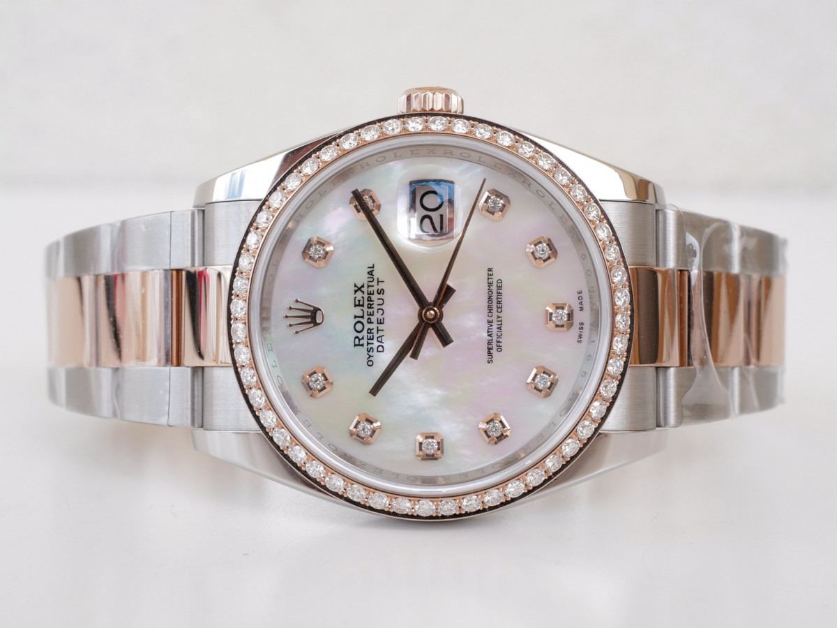 Швейцарские часы Rolex Datejust 36mm Oyster Steel 18K Rose Gold MOP Diamond Dial Bezel