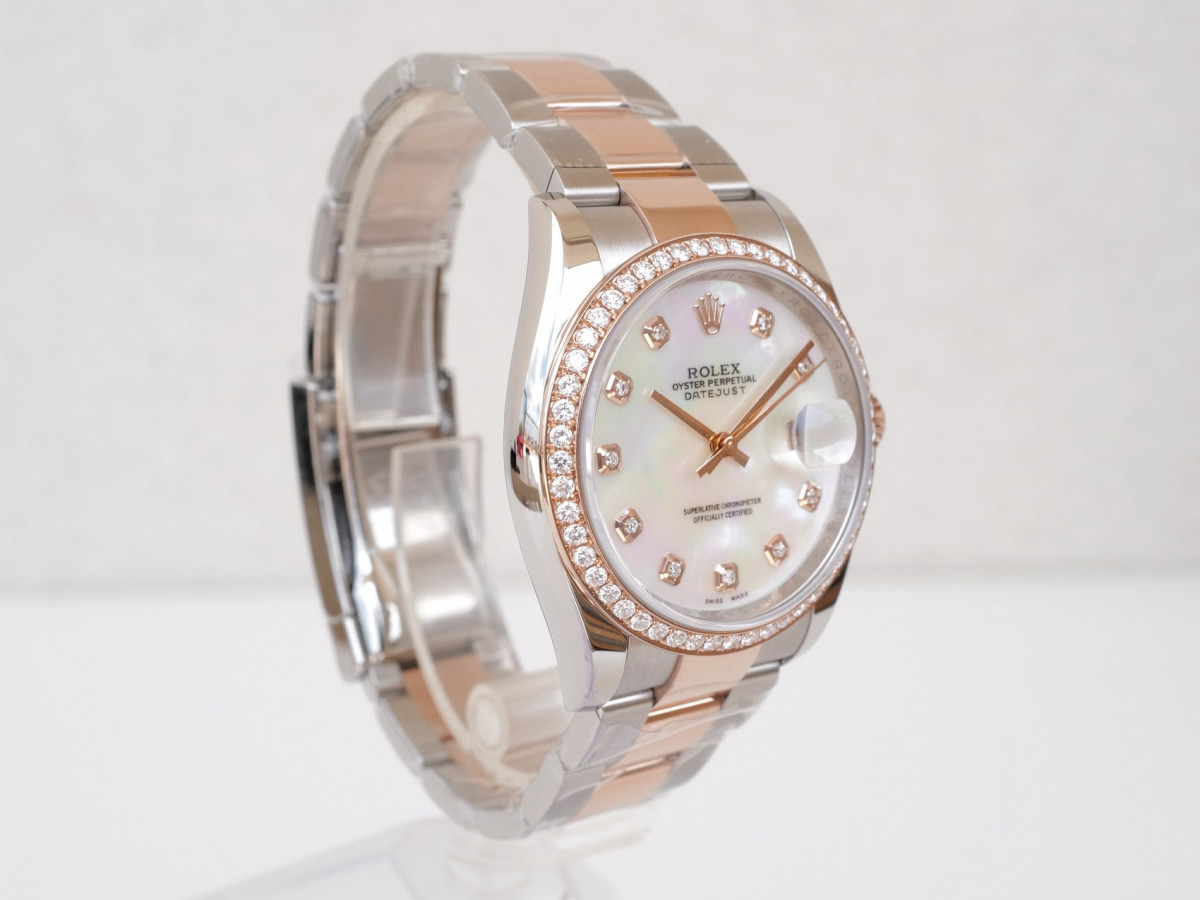 Швейцарские часы Rolex Datejust 36mm Oyster Steel 18K Rose Gold MOP Diamond Dial Bezel