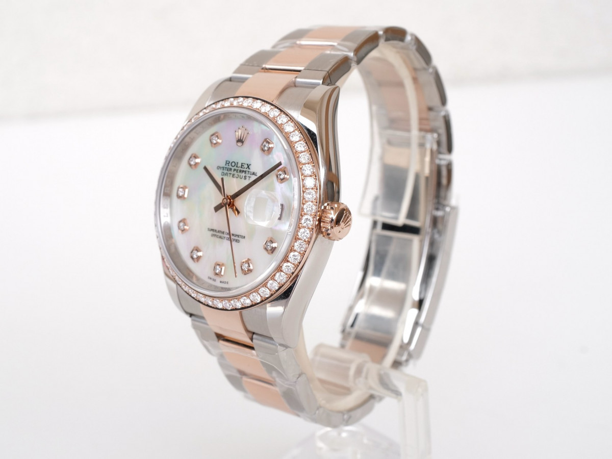 Швейцарские часы Rolex Datejust 36mm Oyster Steel 18K Rose Gold MOP Diamond Dial Bezel