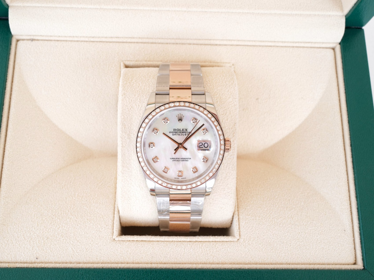 Швейцарские часы Rolex Datejust 36mm Oyster Steel 18K Rose Gold MOP Diamond Dial Bezel