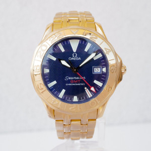 Швейцарские часы Omega Seamaster Diver 300M 18K Yellow Gold Blue Dial