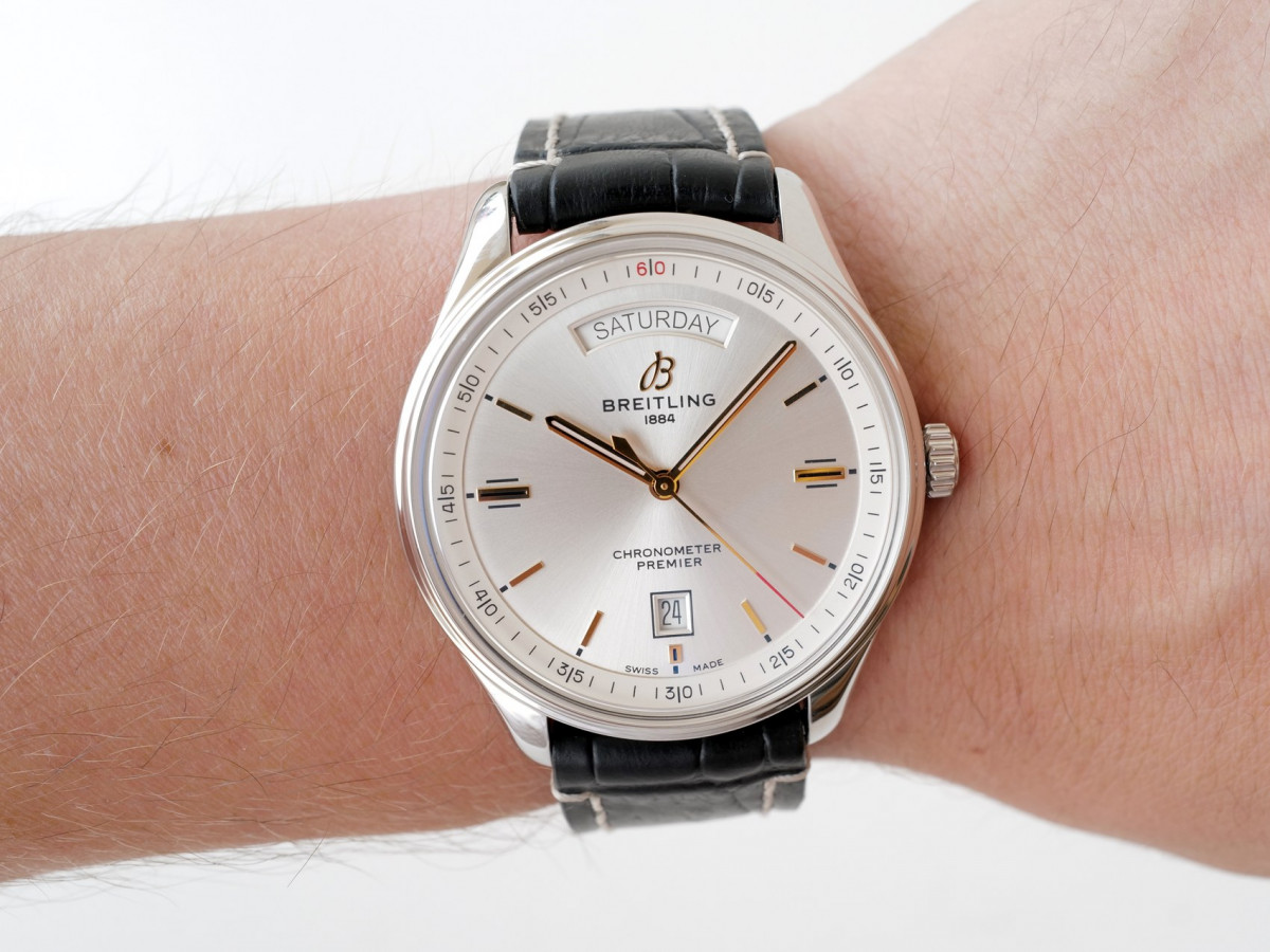 Швейцарський годинник Breitling Premier Automatic Day Date 40 Silver Dial