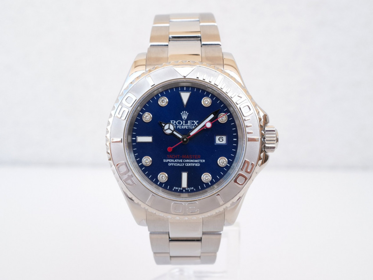 Швейцарський годинник Rolex Yacht-Master 40 Steel Platinum Bezel Custom Blue Diamond Dial