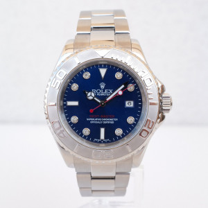 Швейцарський годинник Rolex Yacht-Master 40 Steel Platinum Bezel Custom Blue Diamond Dial