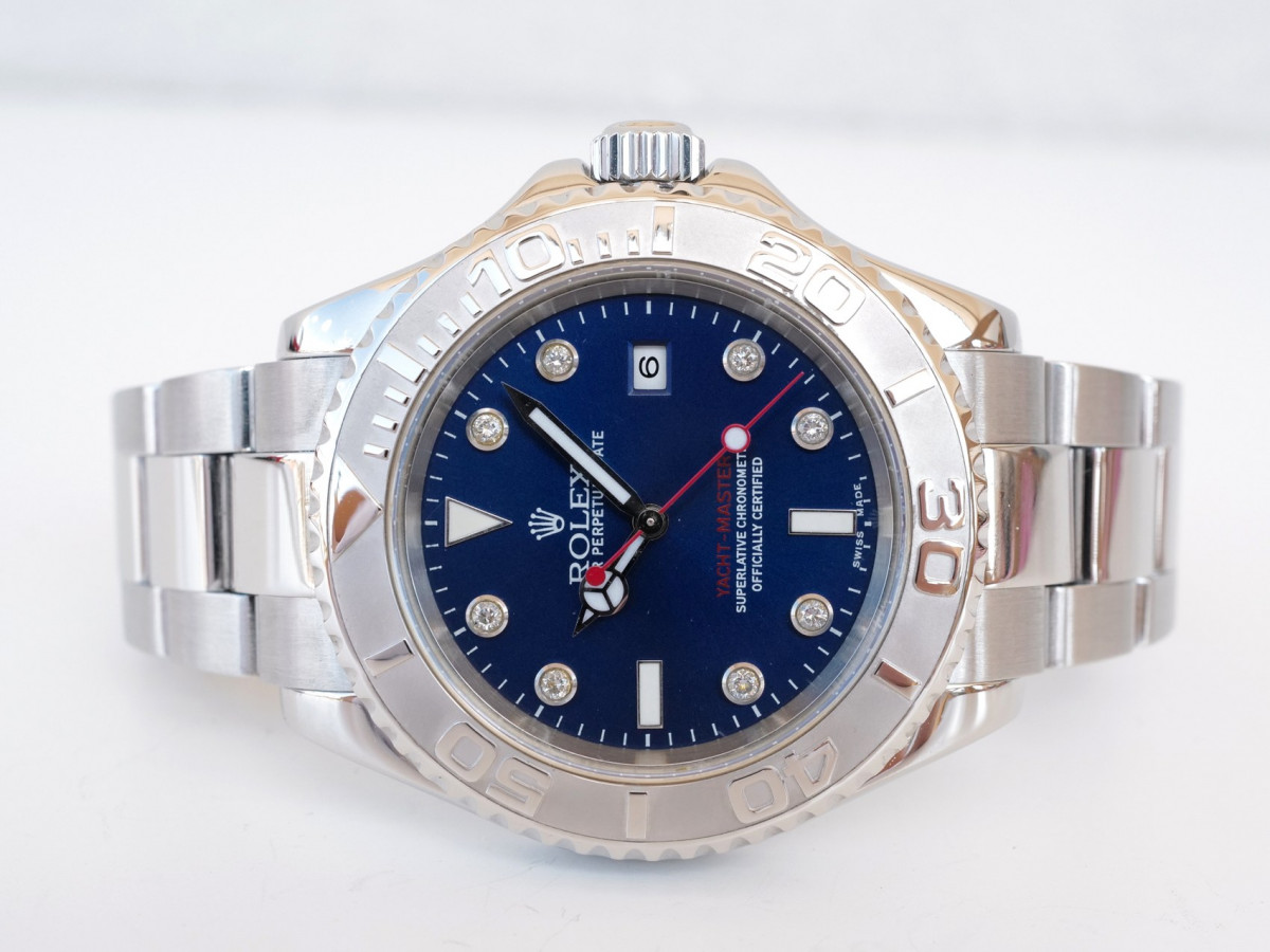 Швейцарський годинник Rolex Yacht-Master 40 Steel Platinum Bezel Custom Blue Diamond Dial
